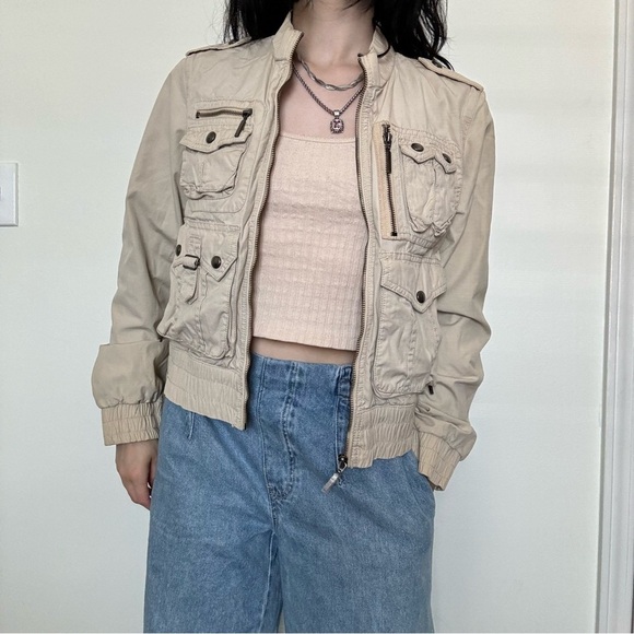 y2k tommy hilfiger cargo combat jacket medium - Picture 2 of 5